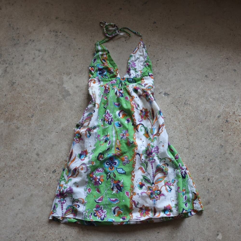 Alice & Trixie Y2K Style Halter Mini Dress Psychedelic Floral Print S